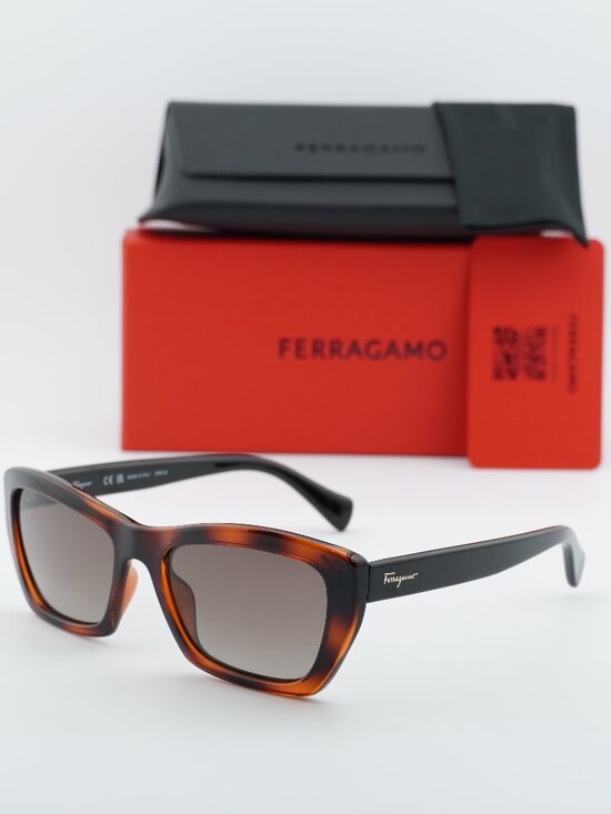 Salvatore Ferragamo SF958S 214 Rectangle Sunglasses - Havana / Grey main image 8